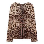 Stijlvolle Top met Girocollo Design Dolce & Gabbana , Brown , Dames