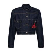 Blauwe Denim Jas met Orb Borduursel Vivienne Westwood , Blue , Dames