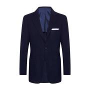 Navy Blauwe Wollen Jas Kiton , Blue , Heren