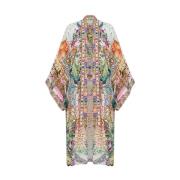 Neptunus Bloemen Kimono Laag met Kraag Camilla , Multicolor , Dames