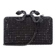 Zwarte Crystal Box Clutch Handtas Self Portrait , Black , Dames