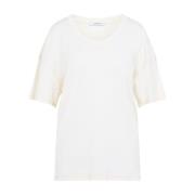 Witte Geribbelde Katoenen T-Shirt Lemaire , White , Dames