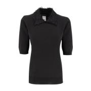 Slim Fit Gekraagde Jersey Sweater Fabiana Filippi , Black , Dames