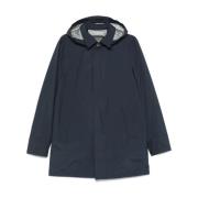 Blauwe Gore-Tex Jas met Afneembare Capuchon Herno , Blue , Heren