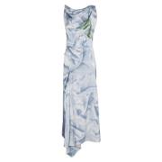 Elegante Gedrapeerde Midi Jurk Victoria Beckham , Blue , Dames