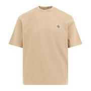 Logo Patch Katoenen T-Shirt Stone Island , Beige , Heren