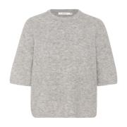 Zachte Gebreide Tee Lichtgrijs Melange Gestuz , Gray , Dames