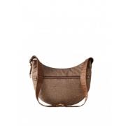 Beige/Bruin Halve Maan Hobo Tas Borbonese , Beige , Dames