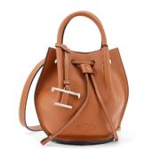 Leren Bucket Bag met Trekkoord Tod's , Brown , Dames