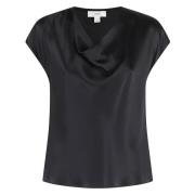 Zilveren Cap Sleeve Cowl Neck Vince , Black , Dames