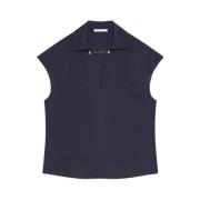 Mouwloze blouse met edelsteen Essential Patrizia Pepe , Blue , Dames