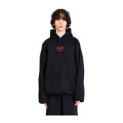 Zwart/Rood Cropped Boxy Hoodie Vetements , Black , Heren