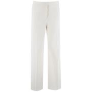 Hoge Taille Katoenen Gabardine Broek Fabiana Filippi , White , Dames