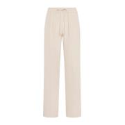 Zijden Wijde Pijp Broek Kiton , Beige , Dames