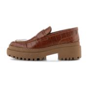 Iona loafer leer - Kastanje Krokodil Shoe the Bear , Brown , Dames