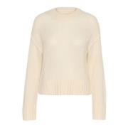 Berk Gebreide Trui Lange Mouw Part Two , Beige , Dames