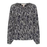 Donkerblauw Dot Chain Blouse Stijlvol Print Part Two , Blue , Dames