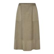 Stijlvolle Fluwelen Rok met Decoratieve Stiksels Masai , Green , Dames