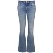 Blauwe Denim Flared Jeans Balmain , Blue , Dames