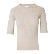 Beige Gradient Strass Gebreide Top Liu Jo , Beige , Dames