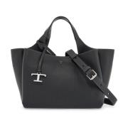 Zwarte Kalfsleren Mini Handtas met Handvatten Tod's , Black , Dames