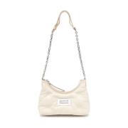 Crème Leren Schoudertas met Ketting Maison Margiela , Beige , Dames