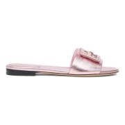 Metallic Pink Slides met Baguette Motif Fendi , Pink , Dames