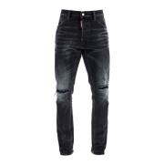 Zwarte Vintage Katoenen Slim Fit Jeans Dsquared2 , Black , Heren