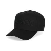 Zwarte Katoenen Baseballpet met Logo Dsquared2 , Black , Heren