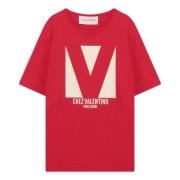 Korte mouw ronde hals T-shirt Valentino Garavani , Red , Heren