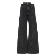 Zwarte katoenen jeans met vijf zakken Maison Margiela , Black , Dames