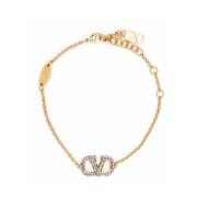 Gouden VLogo Swarovski Kristal Ketting Armband Valentino Garavani , Ye...