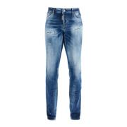 Vintage Marineblauwe Katoenen Jeans met Logo Dsquared2 , Blue , Heren