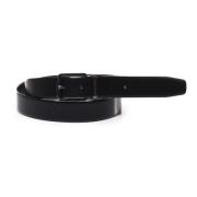 Zwart Omkeerbare Leren Riem met Logo Emporio Armani , Black , Heren