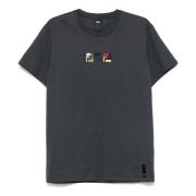 Geborduurd Crew Neck T-shirt Grijs Fendi , Gray , Heren