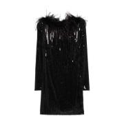 Zwarte jurk met struisvogelveren The New Arrivals Ilkyaz Ozel , Black ...