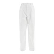 Witte Wijde Pijp Katoenen Broek Moschino , White , Heren