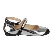 Zilveren Ballerina's Elegant Patent Finish Mach & Mach , Gray , Dames