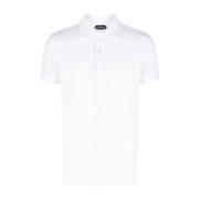 Witte Katoenen Poloshirt Korte Mouw Tom Ford , White , Heren