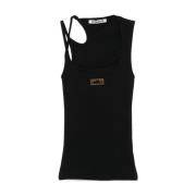 Zwarte Top met Vierkante Halsuitsnijding Ottolinger , Black , Dames