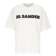 Witte Katoenen T-shirt Ronde Hals Korte Mouwen Jil Sander , White , Da...