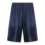 Blauwe Zijden Trekkoord Shorts Dolce & Gabbana , Blue , Heren