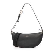 Zwarte leren schoudertas met rits Salvatore Ferragamo , Black , Dames