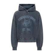 Navy blauwe hoodie met logo print Dsquared2 , Blue , Heren