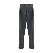 Mlange Wol Trekkoord Broek Brunello Cucinelli , Gray , Heren