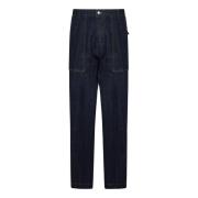 Donkerblauwe Straight Leg Denim Jeans Doppiaa , Blue , Heren