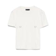 Witte Ronde Hals Korte Mouwen T-shirt Mugler , White , Dames