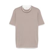 Beige Crew Neck T-shirt Brunello Cucinelli , Gray , Heren