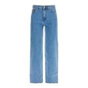 Geborduurde high-waisted katoenen jeans Blazé Milano , Blue , Dames