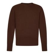 Bruine Crewneck Wol Kasjmier Trui Doppiaa , Brown , Heren